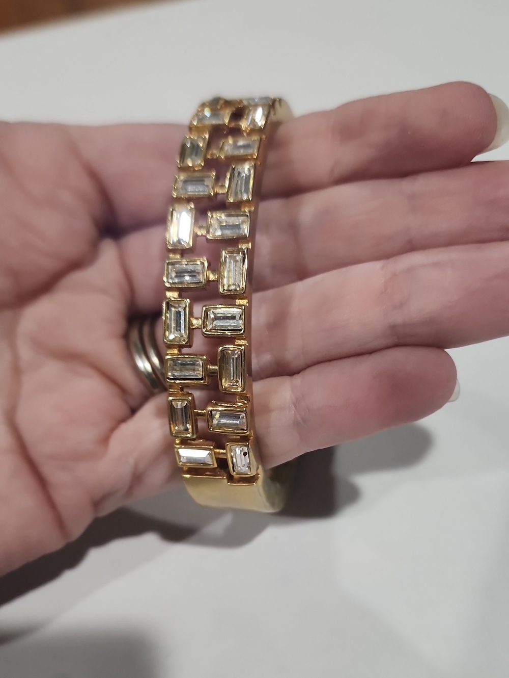 Gold Crystal Baguette Link Bracelet - Women Jewelry